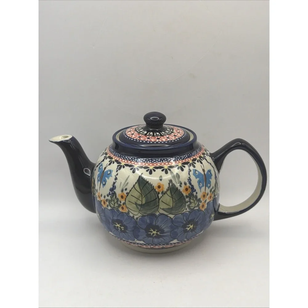 Blue Rose Polish Pottery Hummingbird Small Teapot